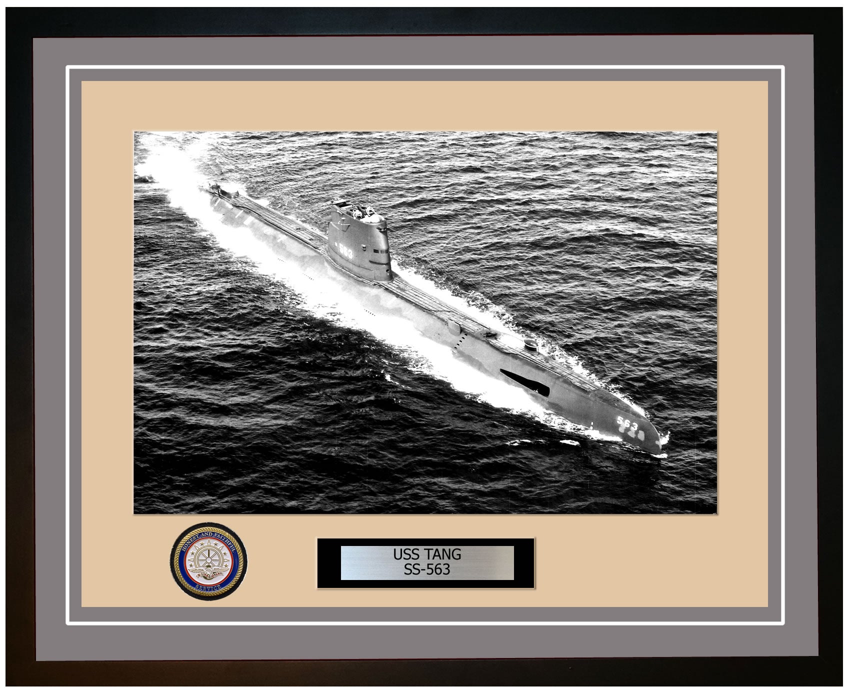 USS Tang SS-563 Framed Navy Ship Photo Grey