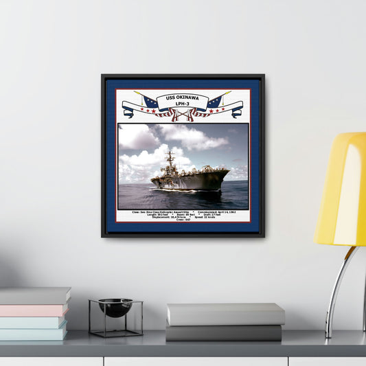 USS Okinawa LPH-3 Navy Floating Frame Photo Desk View