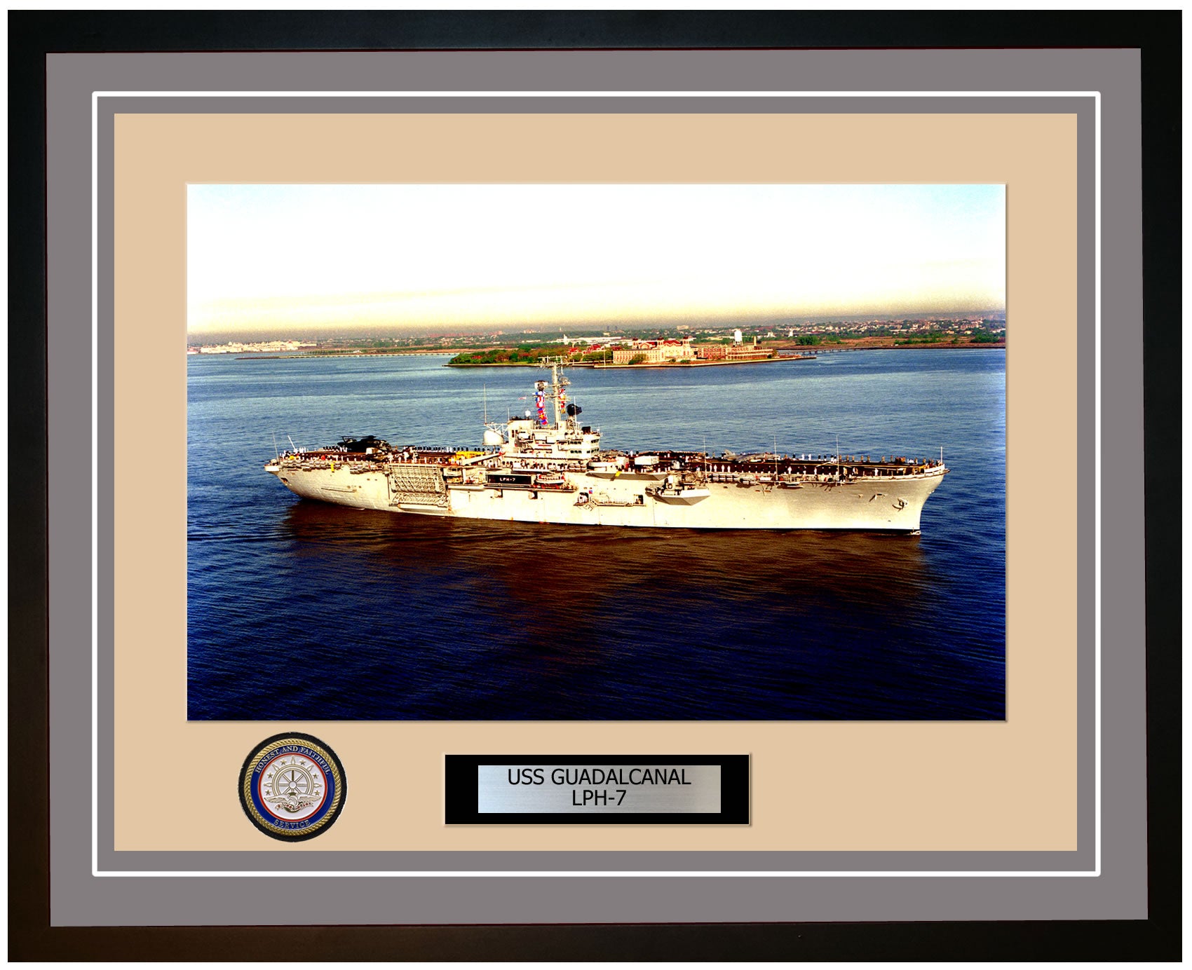 USS Guadalcanal LPH-7 Framed Navy Ship Photo Grey