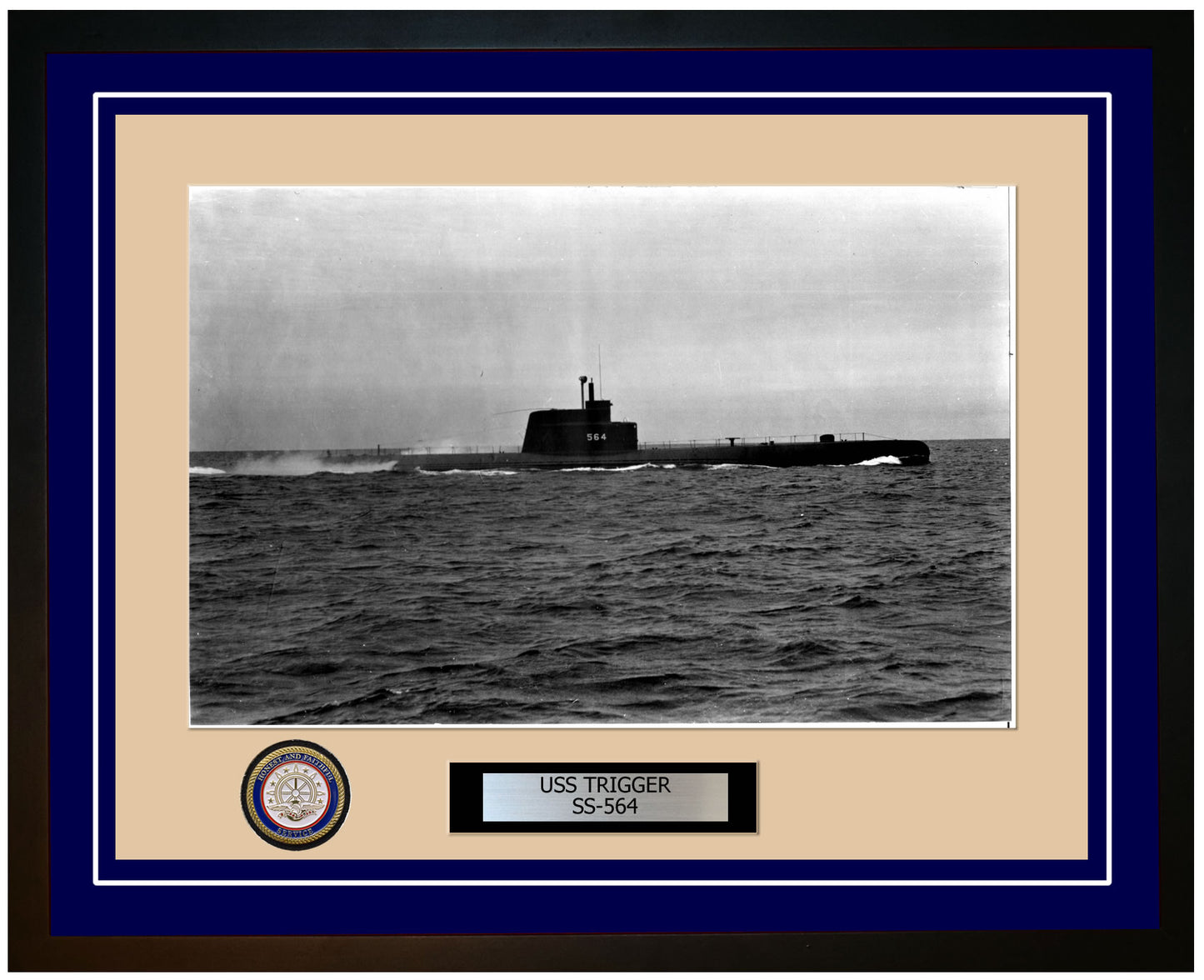 USS Trigger SS-564 Framed Navy Ship Photo Blue