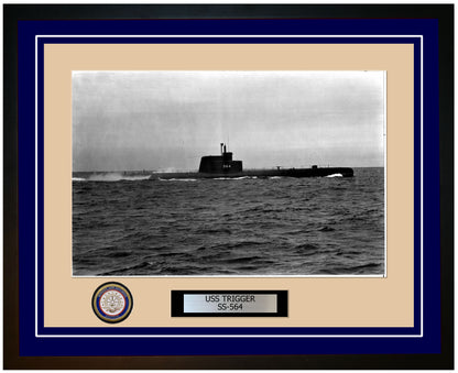 USS Trigger SS-564 Framed Navy Ship Photo Blue