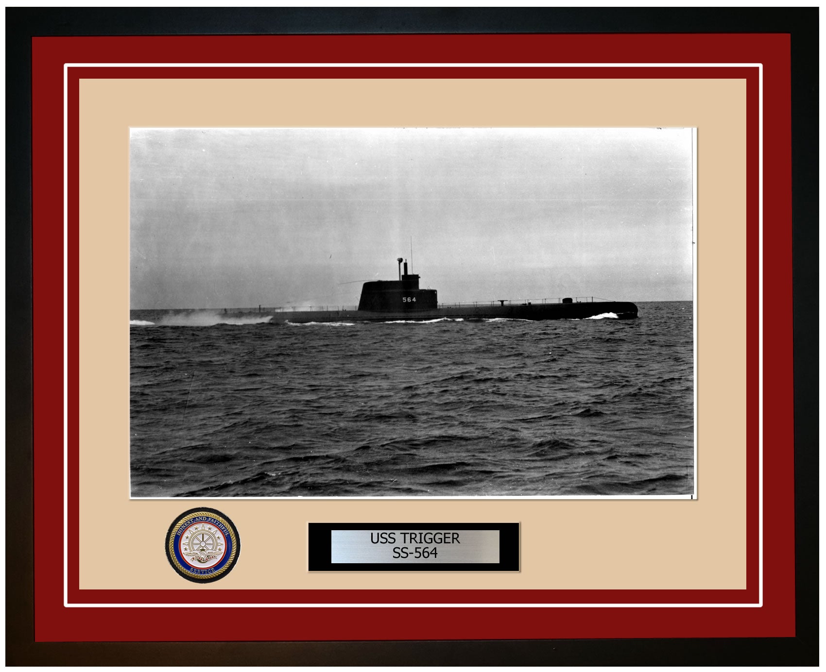 USS Trigger SS-564 Framed Navy Ship Photo Burgundy