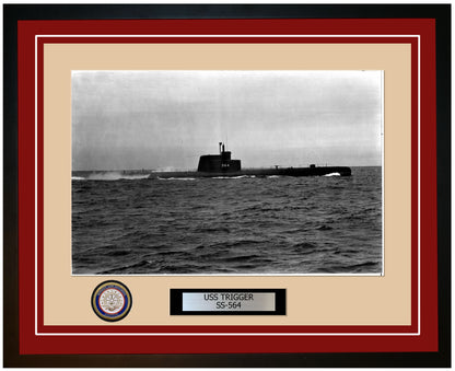 USS Trigger SS-564 Framed Navy Ship Photo Burgundy
