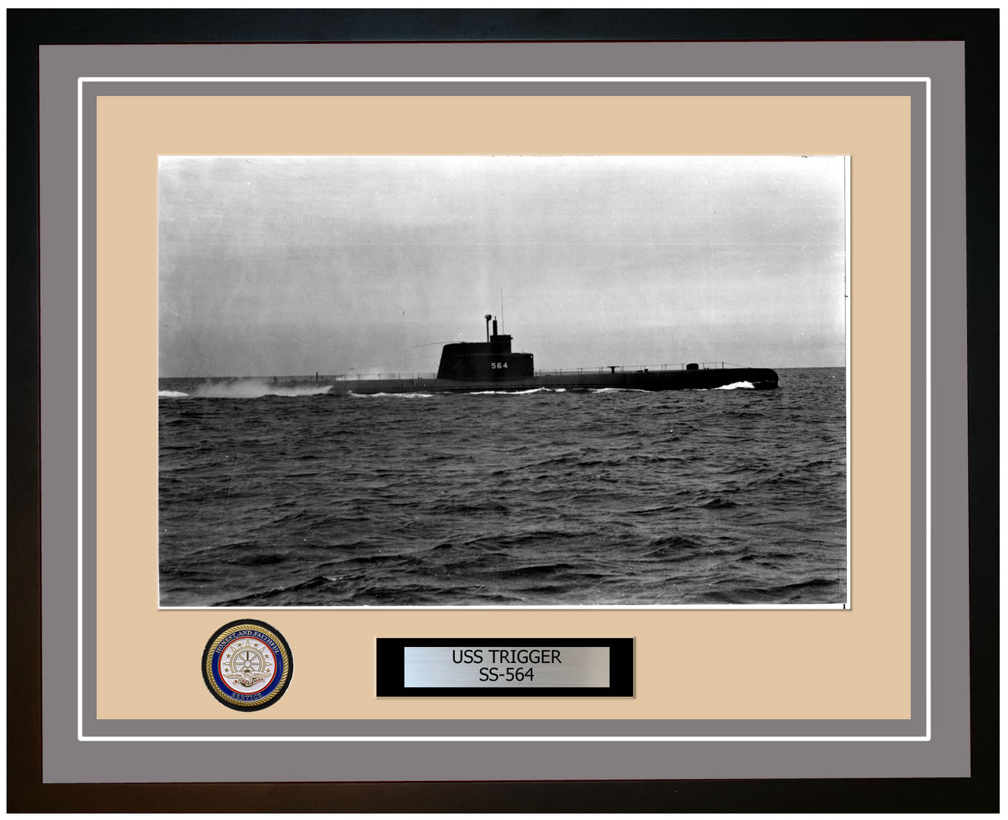 USS Trigger SS-564 Framed Navy Ship Photo Grey
