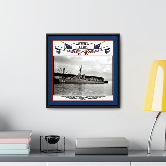 USS George DE-697 Navy Floating Frame Photo Desk View