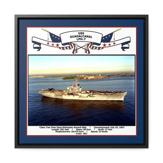 USS Guadalcanal LPH-7 Navy Floating Frame Photo Front View
