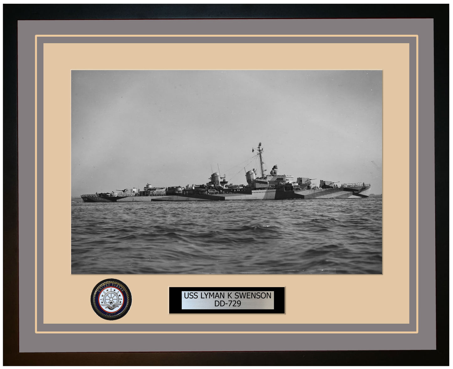 USS LYMAN K SWENSON DD-729 Framed Navy Ship Photo Grey