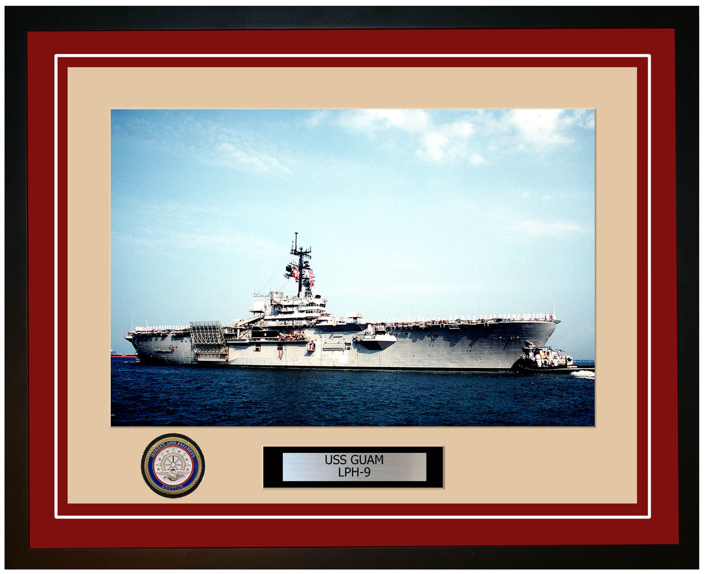 USS Guam LPH-9 Framed Navy Ship Photo Burgundy