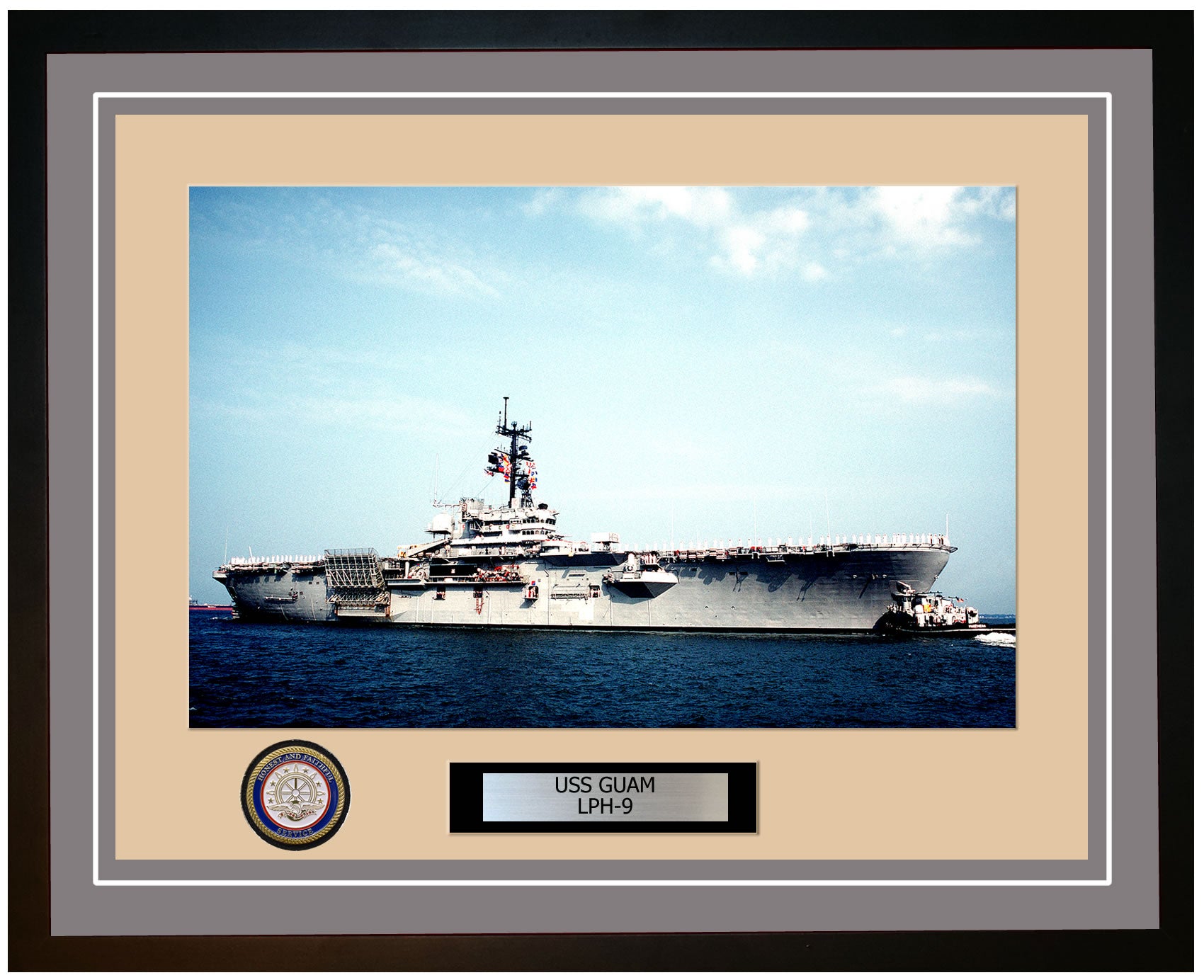 USS Guam LPH-9 Framed Navy Ship Photo Grey