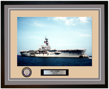 USS Guam LPH-9 Framed Navy Ship Photo Grey