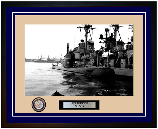 USS Trigger SS-564 Framed Navy Ship Photo Blue