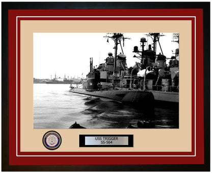 USS Trigger SS-564 Framed Navy Ship Photo Burgundy