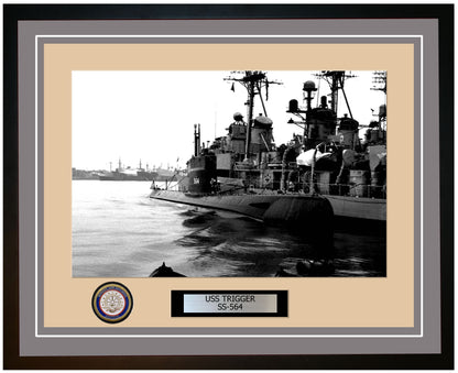 USS Trigger SS-564 Framed Navy Ship Photo Grey