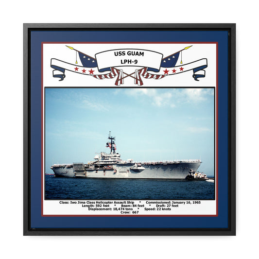 USS Guam LPH-9 Navy Floating Frame Photo Front View