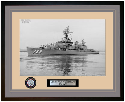 USS LYMAN K SWENSON DD-729 Framed Navy Ship Photo Grey