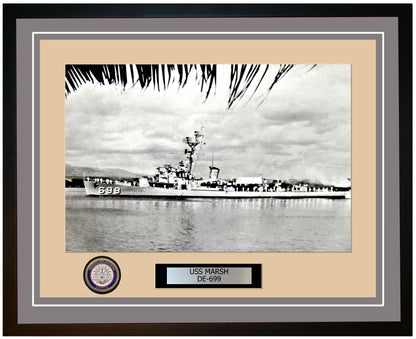 USS Marsh DE-699 Framed Navy Ship Photo Grey