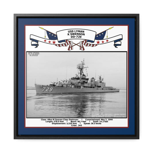 USS Lyman K Swenson DD-729 Navy Floating Frame Photo Front View