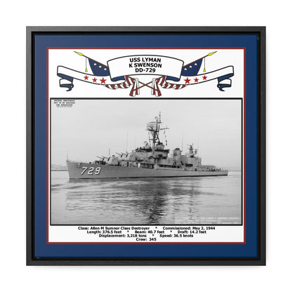 USS Lyman K Swenson DD-729 Navy Floating Frame Photo Front View