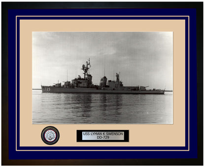 USS LYMAN K SWENSON DD-729 Framed Navy Ship Photo Blue