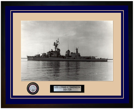 USS LYMAN K SWENSON DD-729 Framed Navy Ship Photo Blue