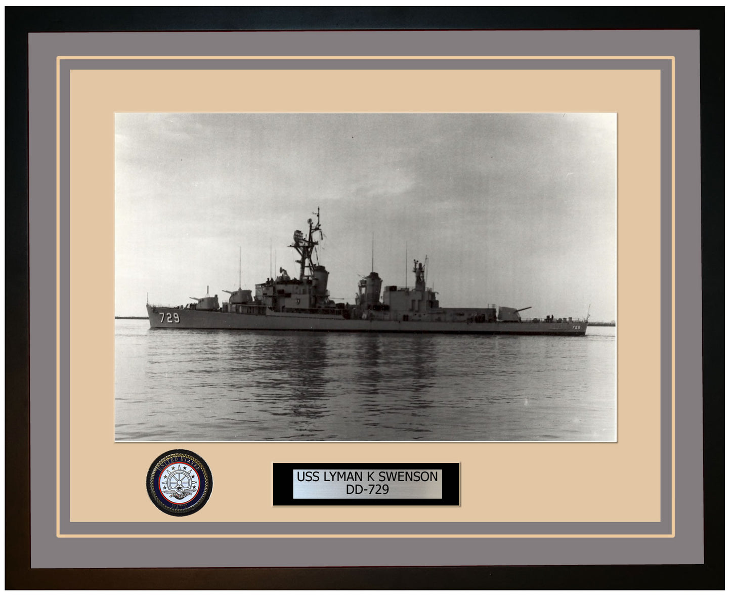 USS LYMAN K SWENSON DD-729 Framed Navy Ship Photo Grey