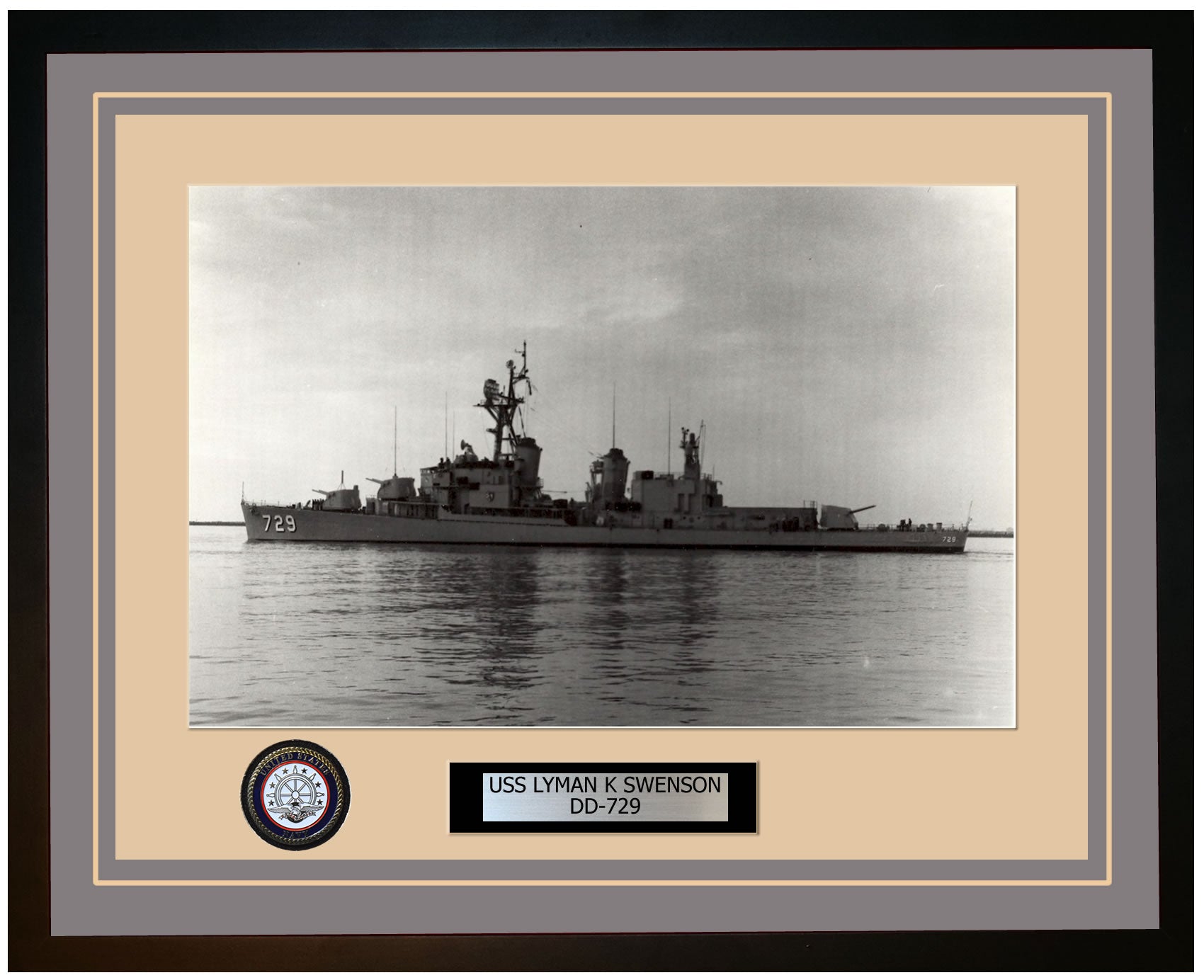 USS LYMAN K SWENSON DD-729 Framed Navy Ship Photo Grey
