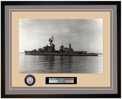 USS LYMAN K SWENSON DD-729 Framed Navy Ship Photo Grey