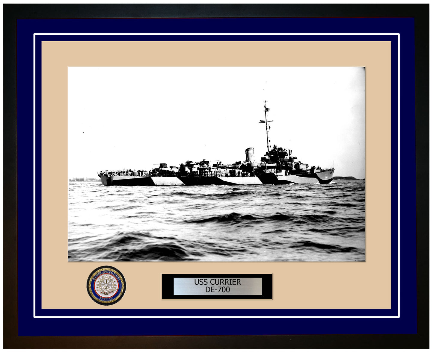 USS Currier DE-700 Framed Navy Ship Photo Blue
