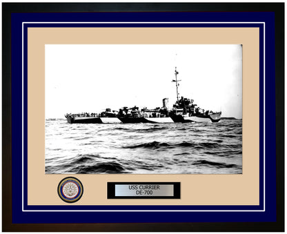 USS Currier DE-700 Framed Navy Ship Photo Blue