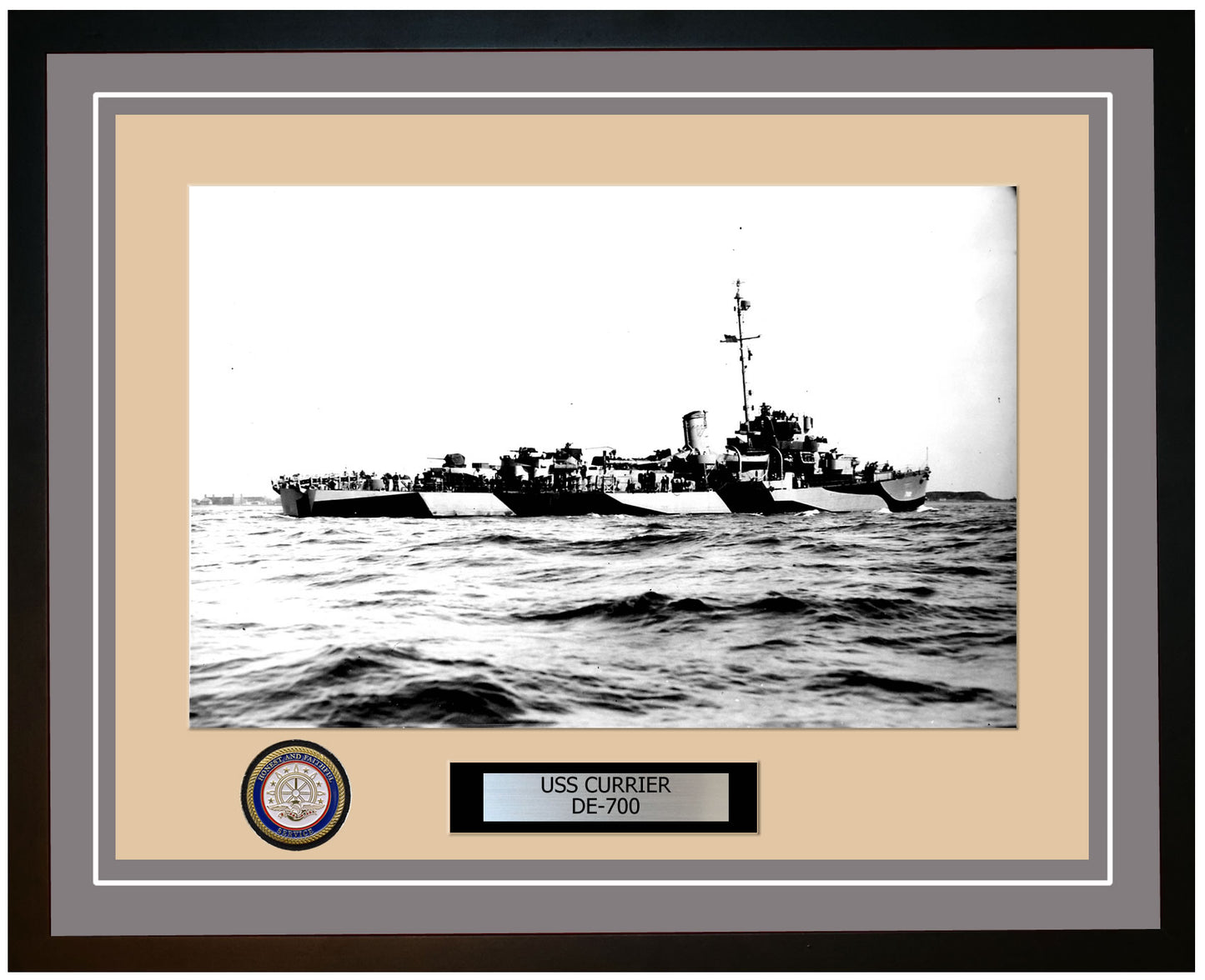USS Currier DE-700 Framed Navy Ship Photo Grey