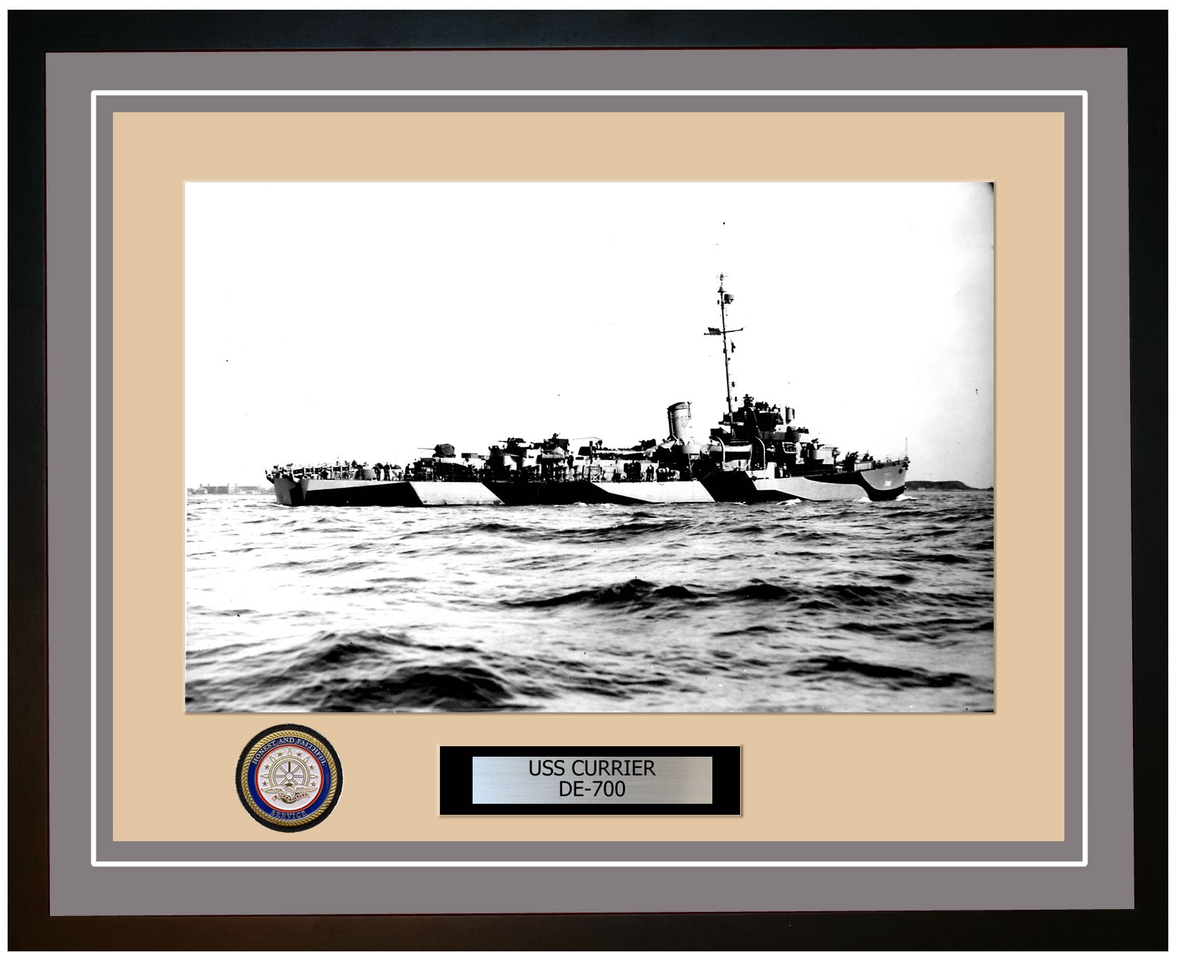 USS Currier DE-700 Framed Navy Ship Photo Grey