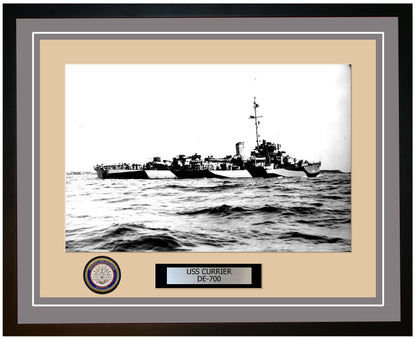 USS Currier DE-700 Framed Navy Ship Photo Grey