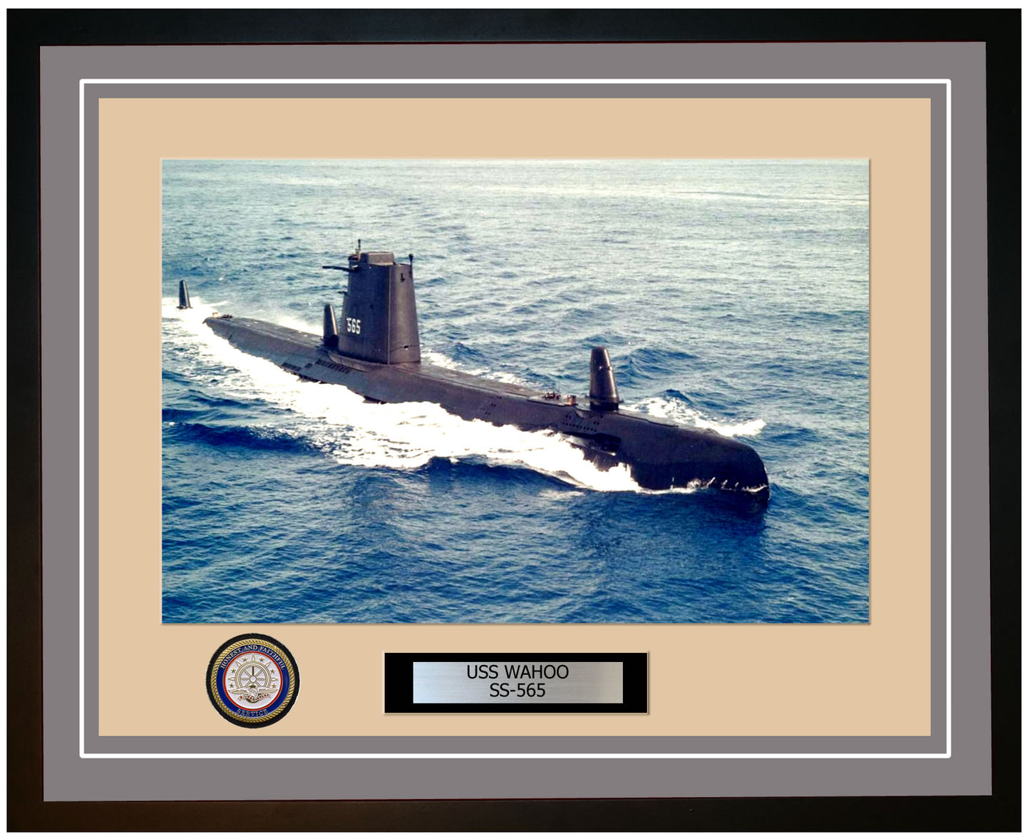USS Wahoo SS-565 Framed Navy Ship Photo Grey