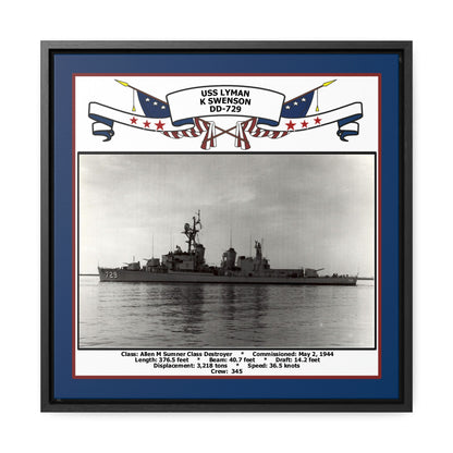 USS Lyman K Swenson DD-729 Navy Floating Frame Photo Front View