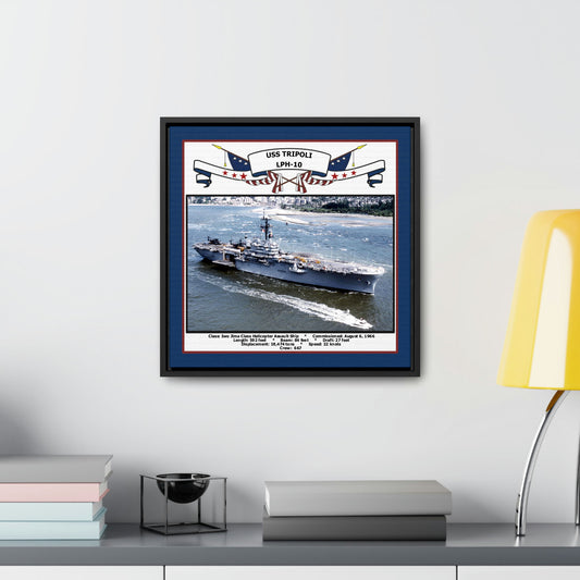 USS Tripoli LPH-10 Navy Floating Frame Photo Desk View