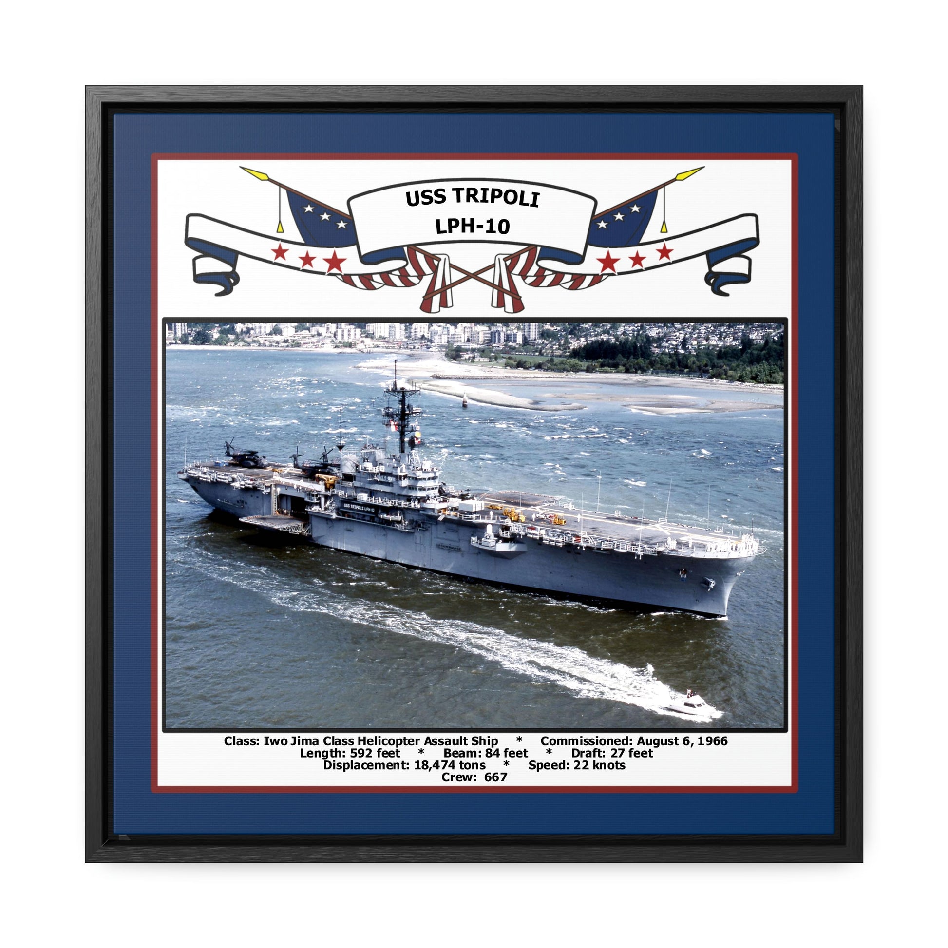 USS Tripoli LPH-10 Navy Floating Frame Photo Front View