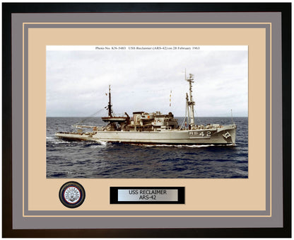 USS RECLAIMER ARS-42 Framed Navy Ship Photo Grey