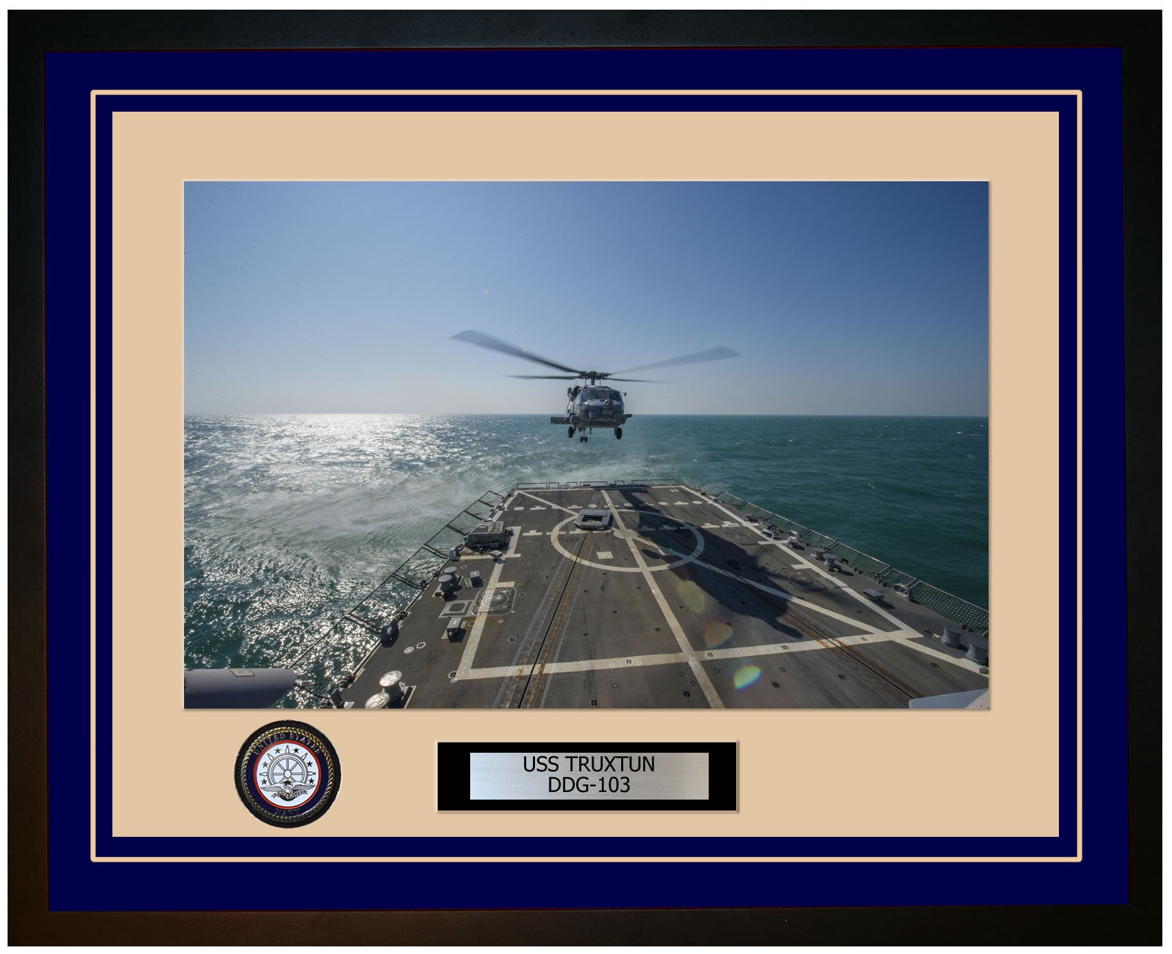 USS TRUXTUN DDG-103 Framed Navy Ship Photo Blue