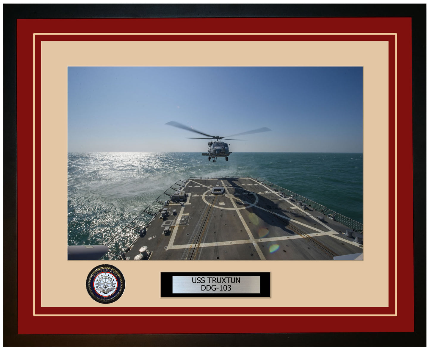 USS TRUXTUN DDG-103 Framed Navy Ship Photo Burgundy