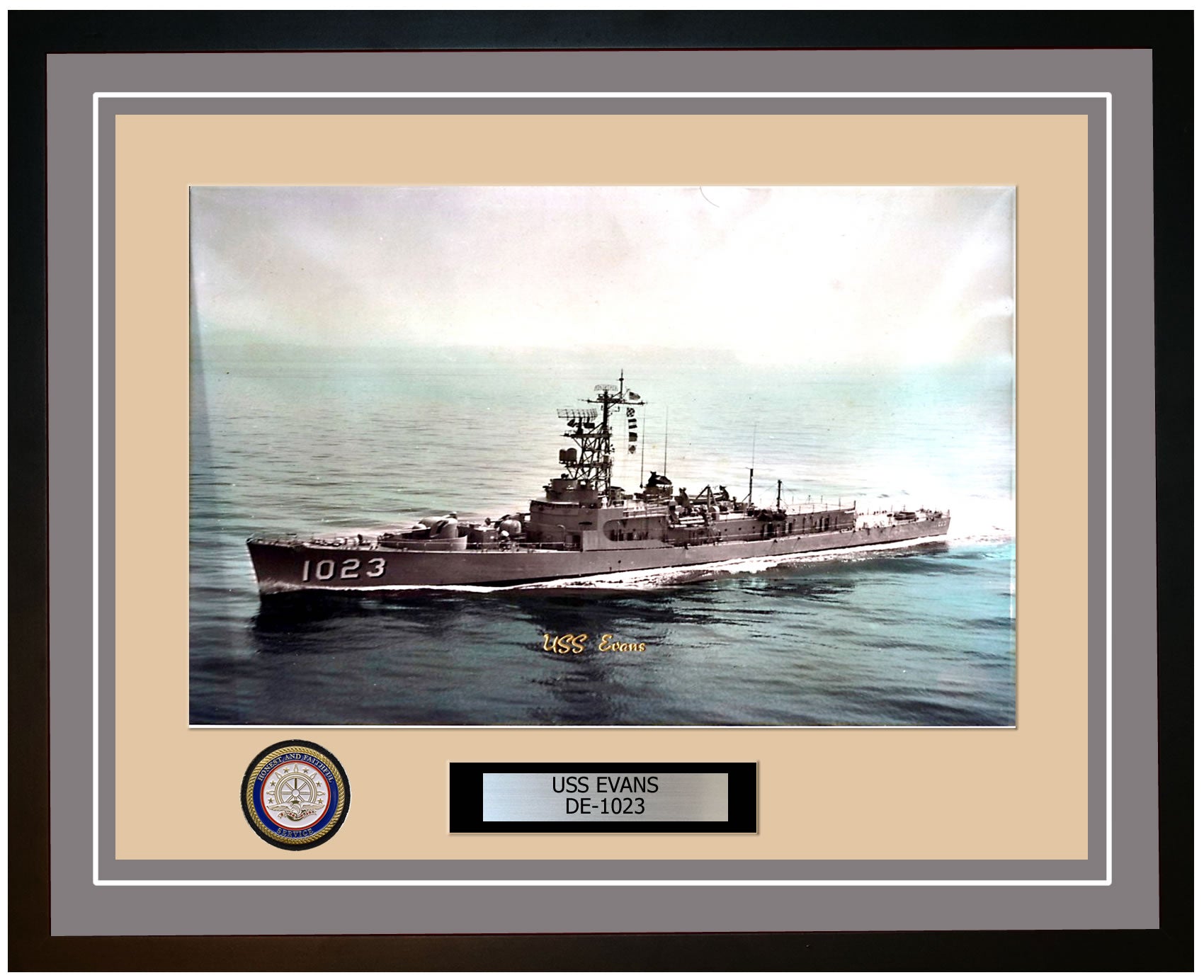 USS Evans DE-1023 Framed Navy Ship Photo Grey