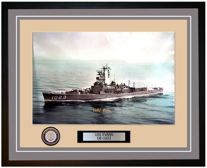 USS Evans DE-1023 Framed Navy Ship Photo Grey