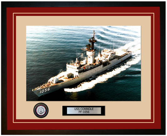 USS CONNOLE FF-1056 Framed Navy Ship Photo Burgundy