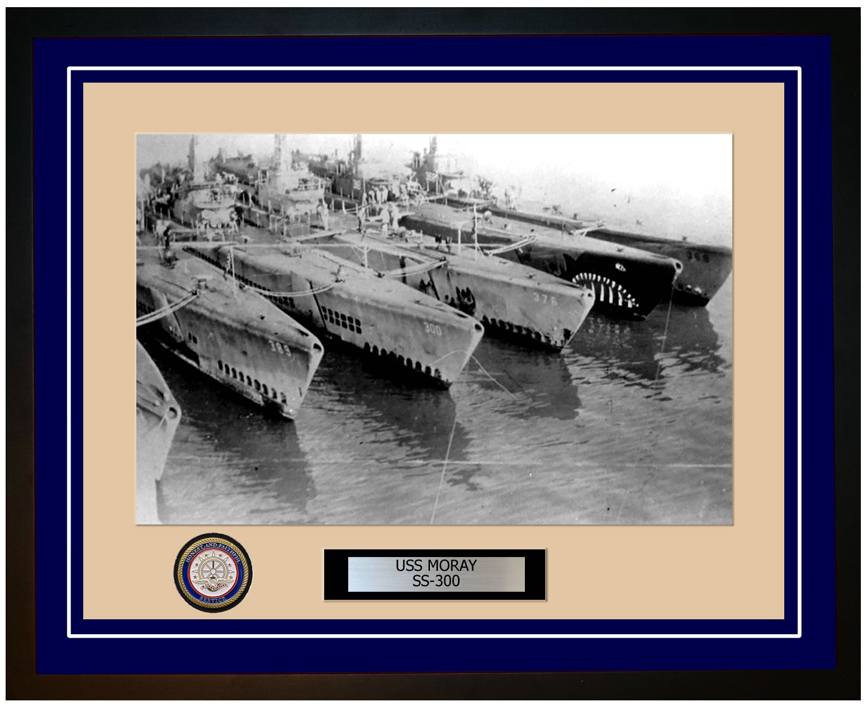 USS Moray SS-300 Framed Navy Ship Photo Blue