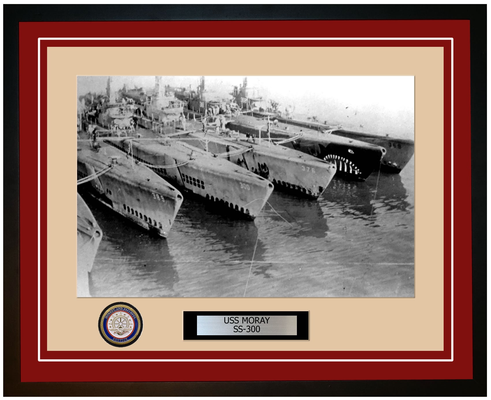 USS Moray SS-300 Framed Navy Ship Photo Burgundy