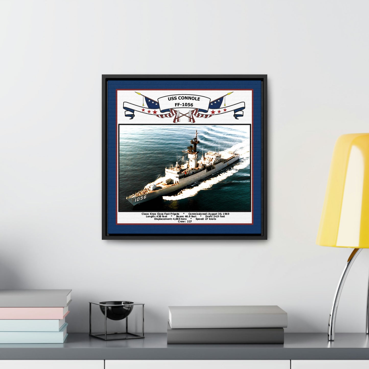 USS Connole FF-1056 Navy Floating Frame Photo Desk View