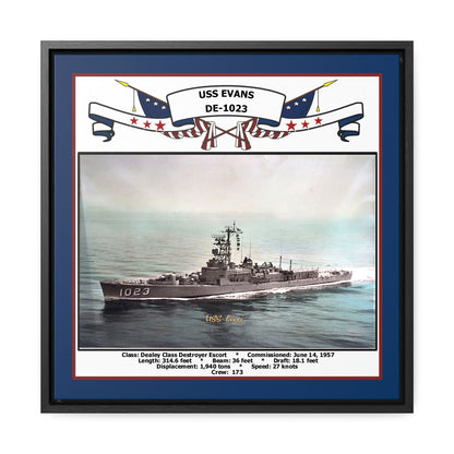 USS Evans DE-1023 Navy Floating Frame Photo Front View