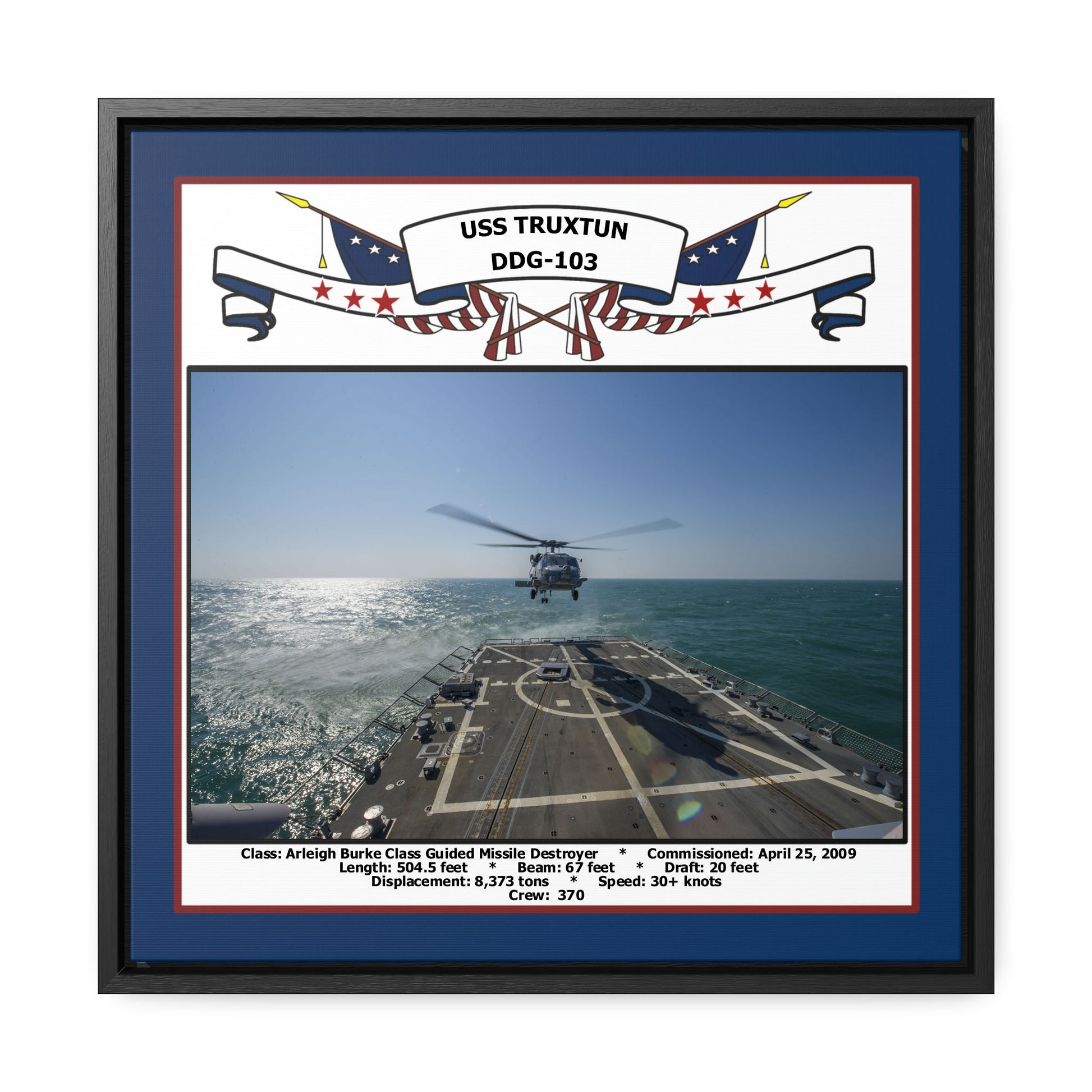 USS Truxtun DDG-103 Navy Floating Frame Photo Front View