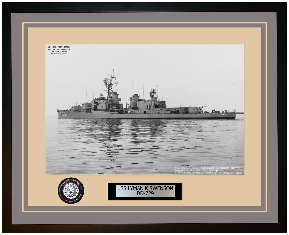USS LYMAN K SWENSON DD-729 Framed Navy Ship Photo Grey
