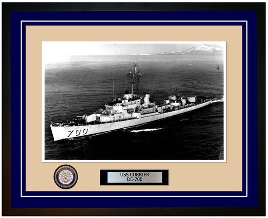 USS Currier DE-700 Framed Navy Ship Photo Blue
