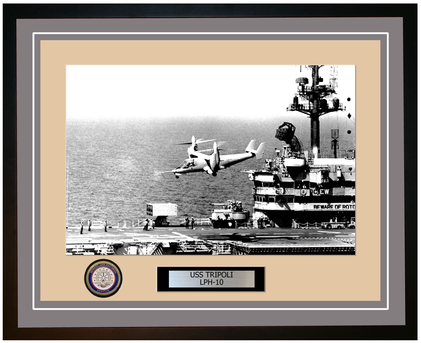 USS Tripoli LPH-10 Framed Navy Ship Photo Grey
